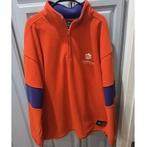 Vintage Pro Player Clemson Tigers Quarter Zip Fleece Pullover Orange Mens 2XL